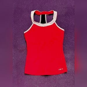 Bebe Sport Logo Red/Heather Grey/Black Tank w/Shelf Bra - XS.